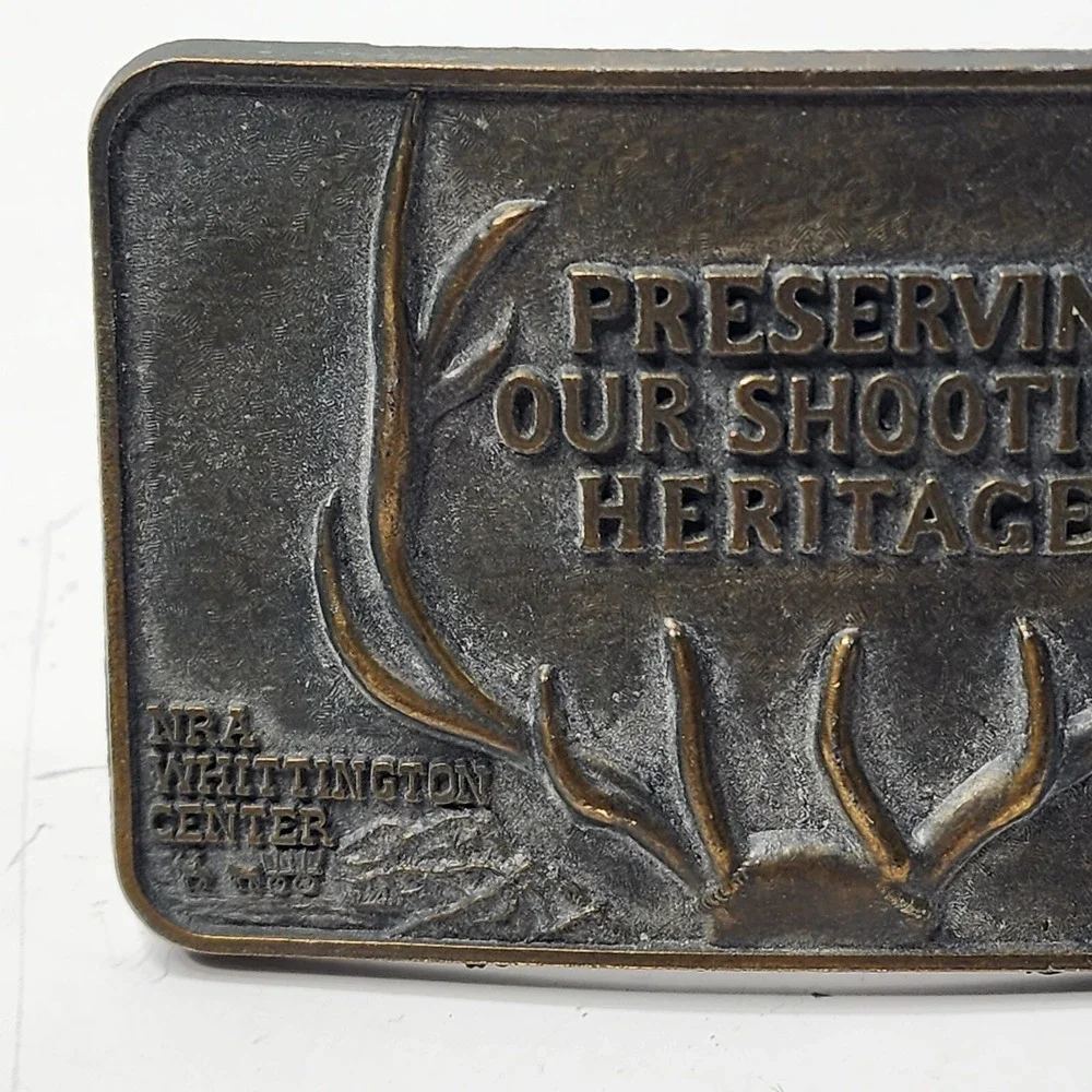 Vintage Solid Brass Belt Buckle. Preserve Our Shooting Heritage/ NRA Whittington
